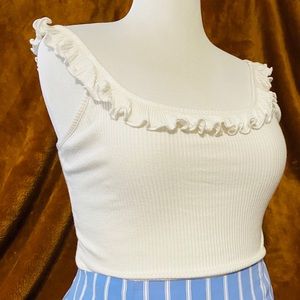 Ruffled White Tank